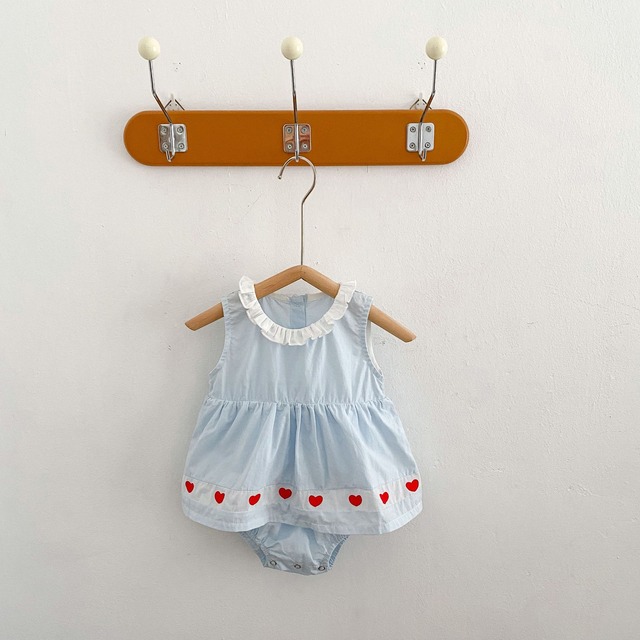 【BABY】ハートポイントフリルノースリーブロンパース - 11