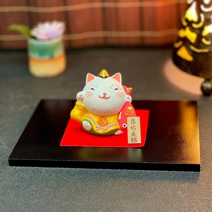 恵比寿猫 ねこ ネコ 恵比寿様 七福神 置物 和雑貨 インテリア オブジェ