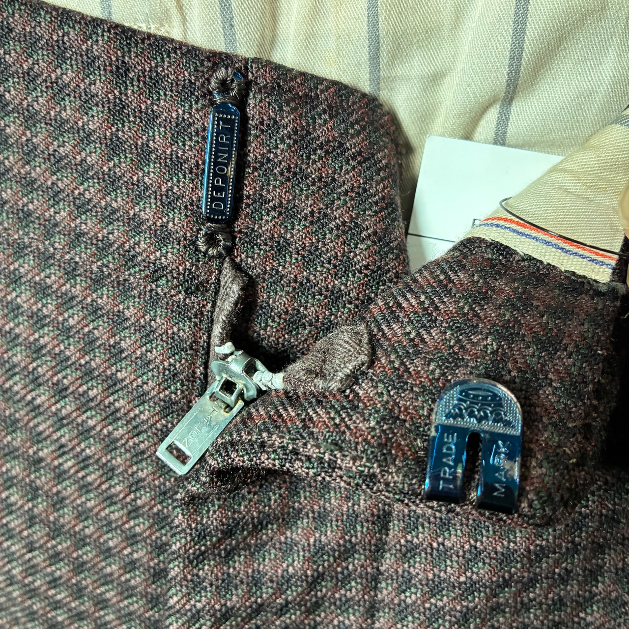 70s Vintage2タック スラックス ブラウン 裾スナップ TALONジップ