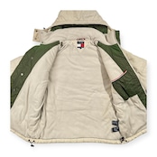 90s TOMMY JEANS トミーヒルフィガー フード付き 中綿 ジャケット サイズ M /フラッグタグ/メンズ/アイボリー系/ビンテージ