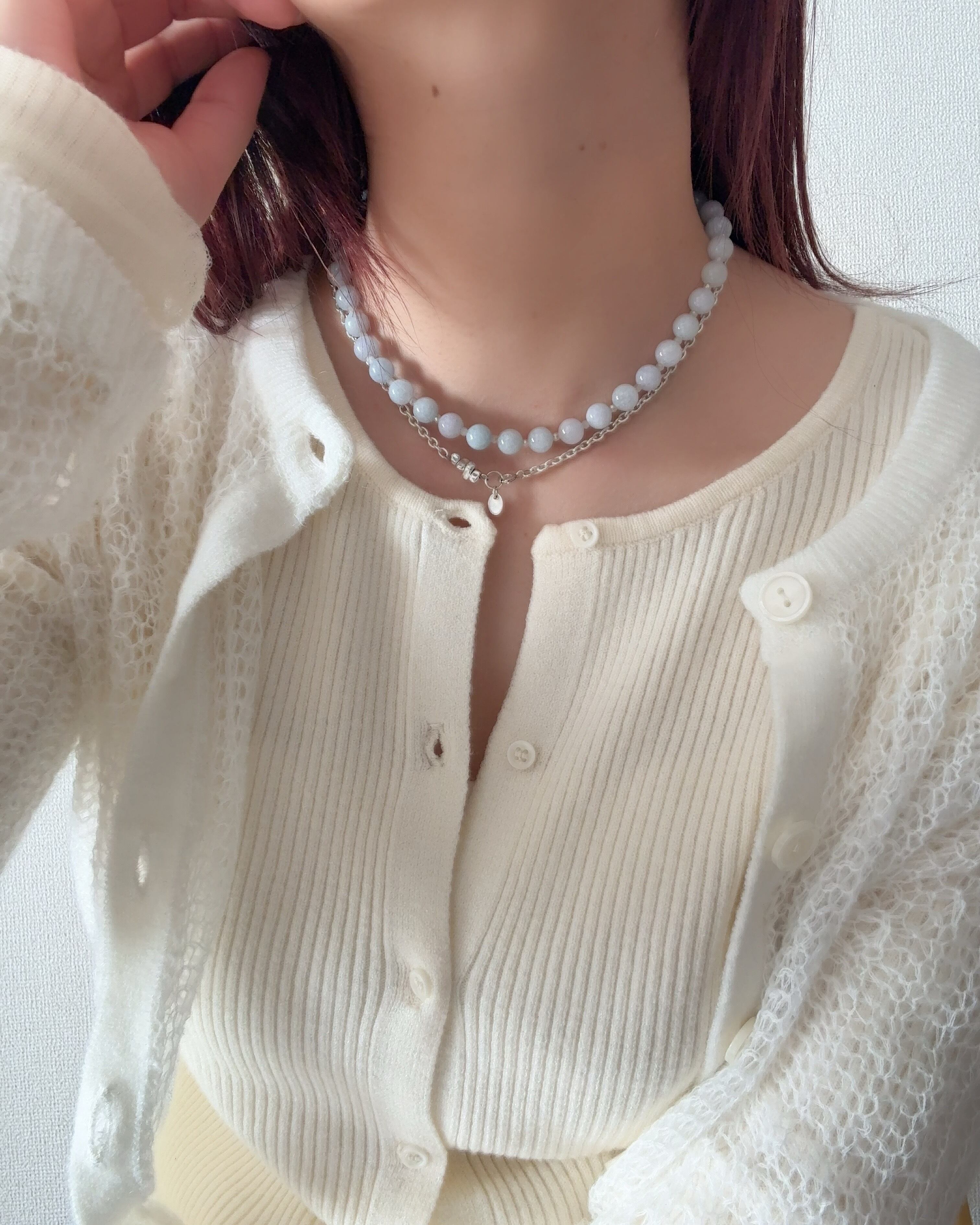 blue chalcedony beads necklace | saze