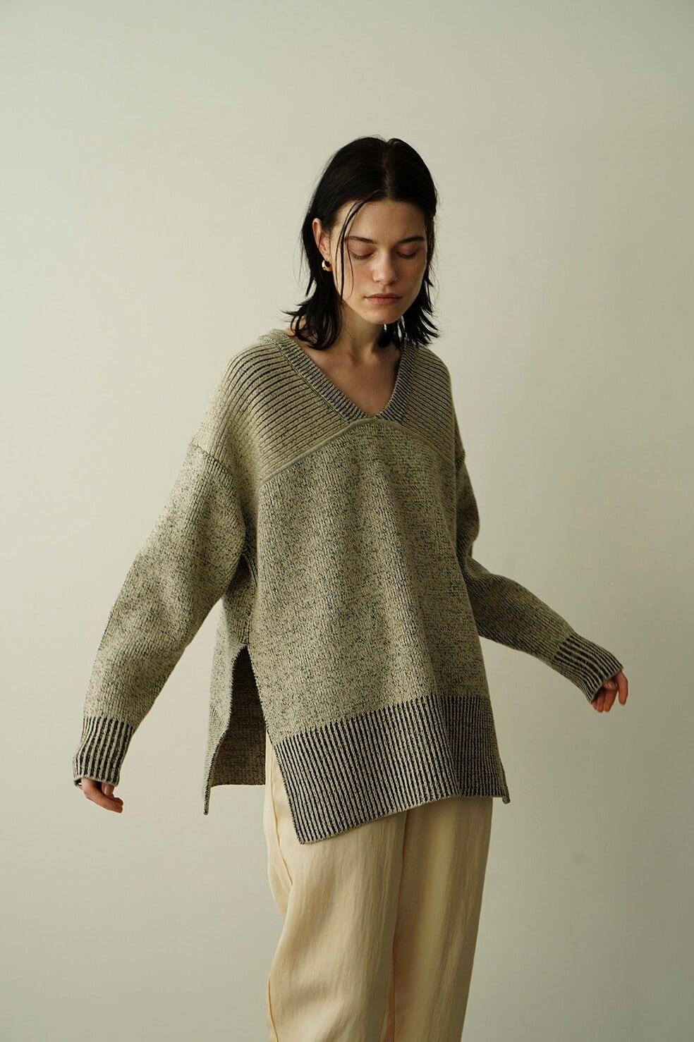 23SS】CLANE クラネ / W FACE CUT NECK WIDE KNIT TOPS | TRENT