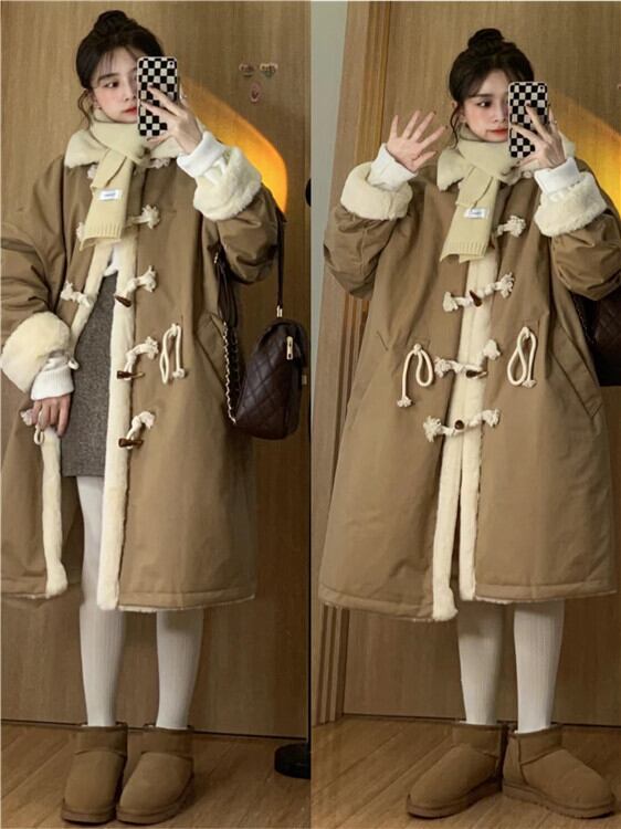 スタンダードベルベットウィンタージャケット ロングルーズ コットン レトロ 冬物 萌量不足94600165349