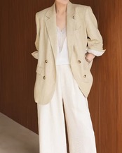 Button Front Hip-Length Loose Jacket    L0008