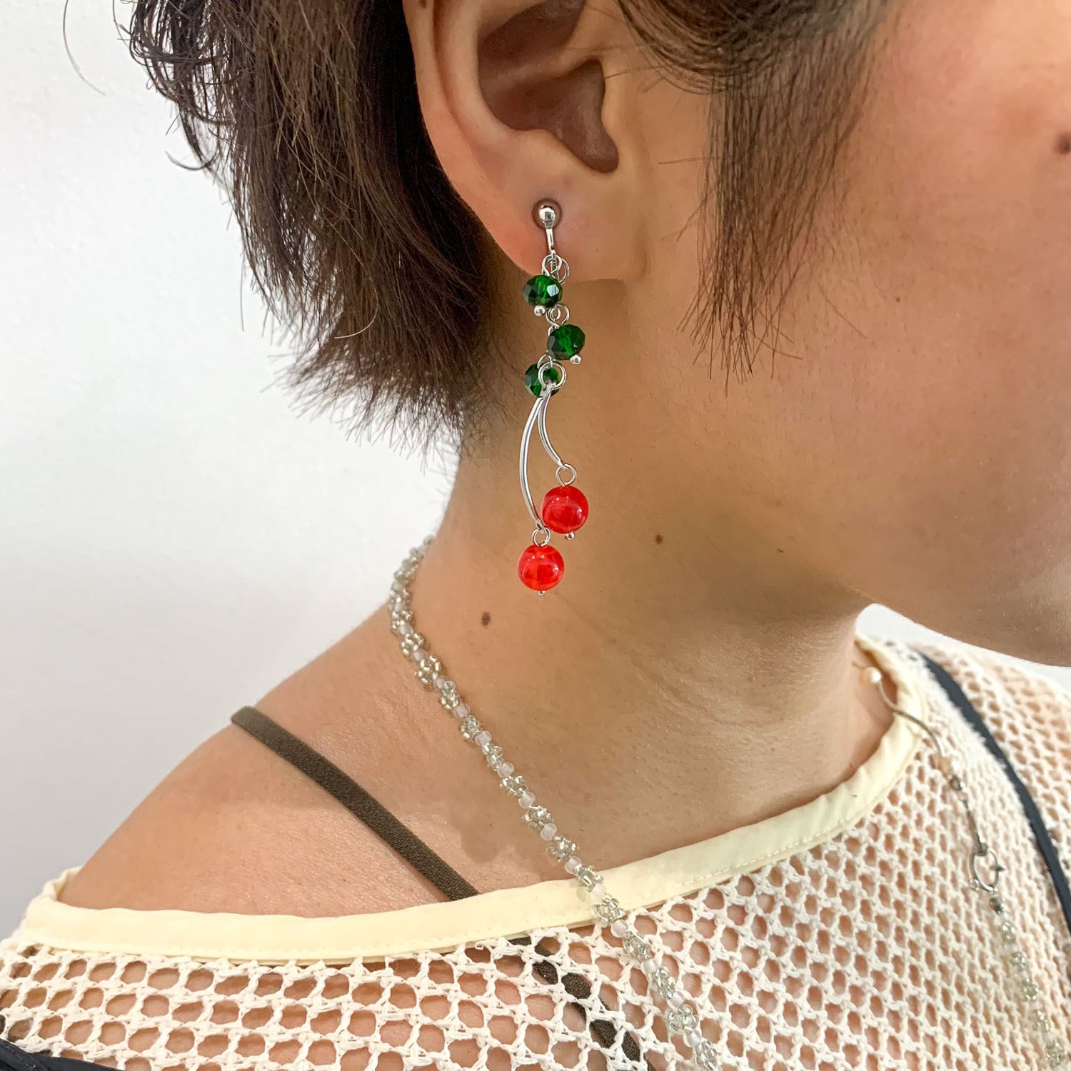 No.127 さくら ミナペルホネン風 レース ピアス イヤリング No.127 さくら ミナペルホネン風 レース ピアス イヤリング