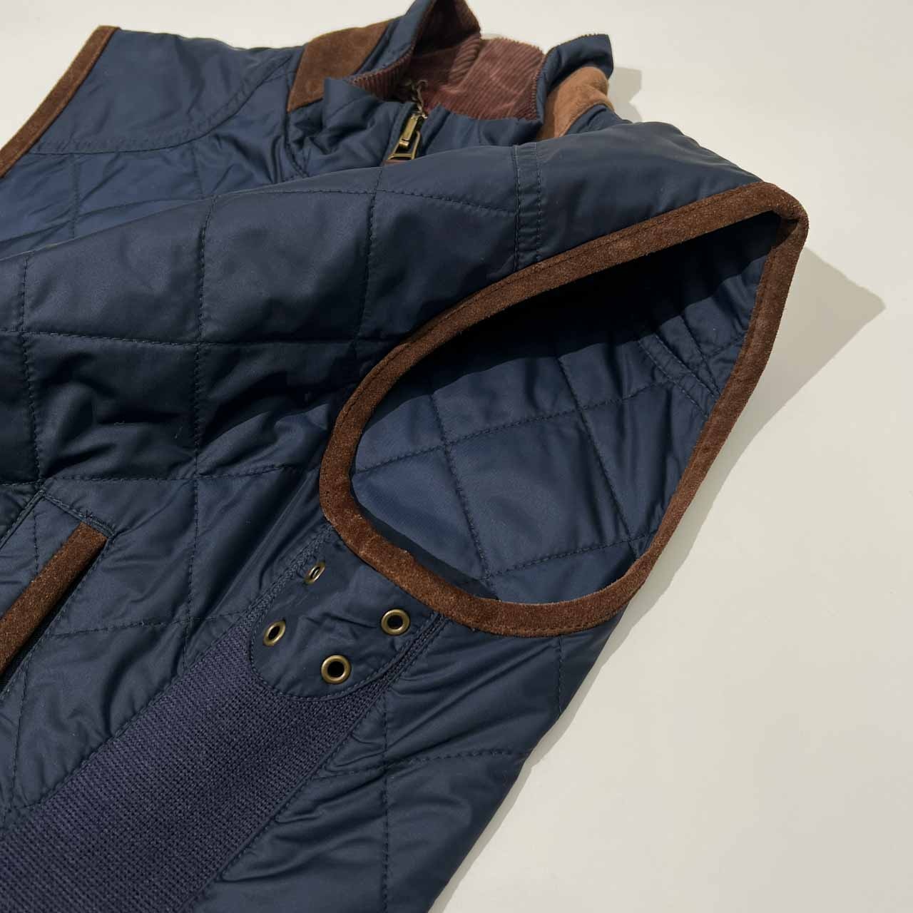 RALPH LAUREN ラルフローレン ダブルジップ キルティング ライトベスト 11 /ネイビー/レディース/部分レザー