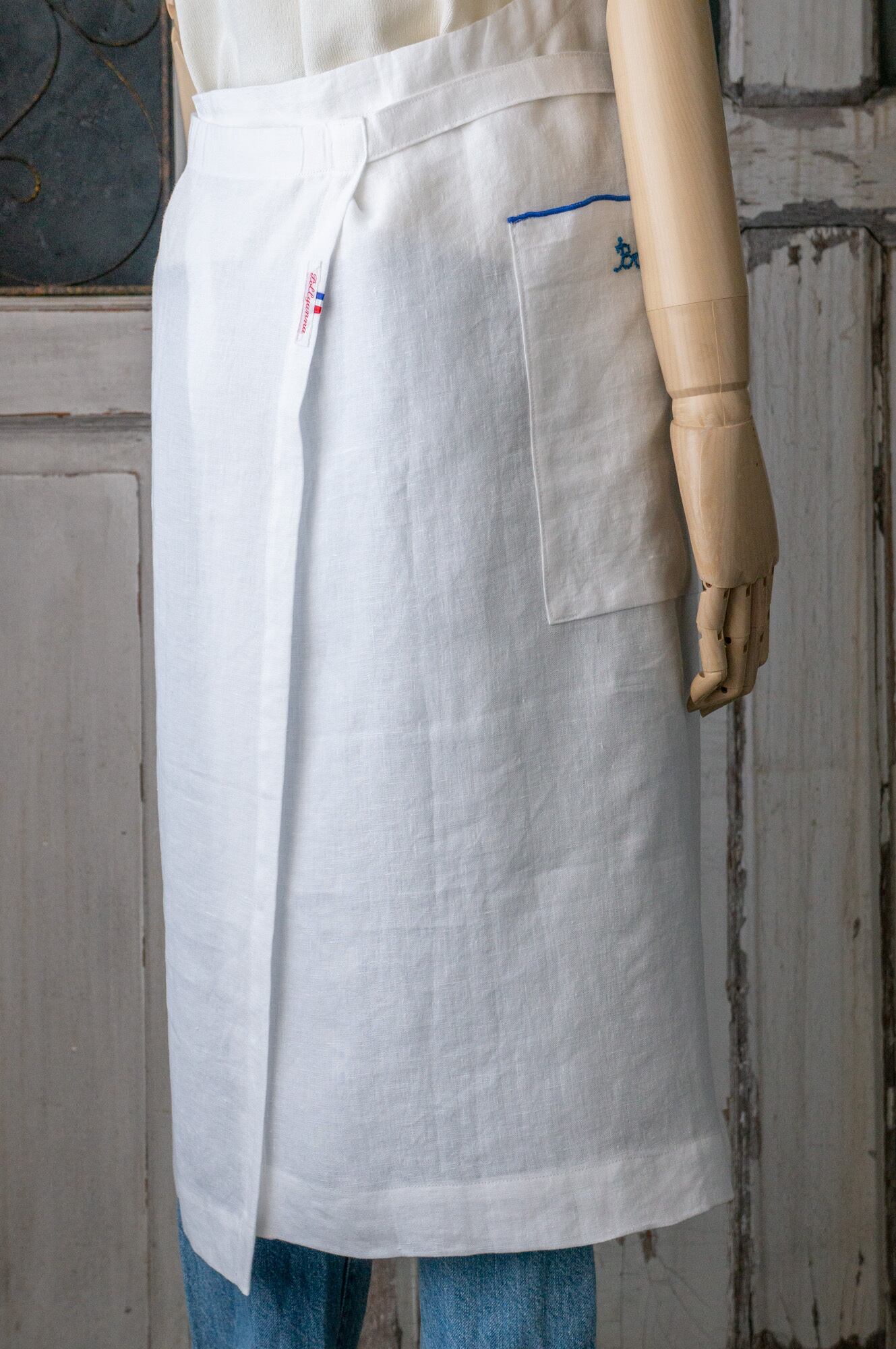 made in France】“Bonne chance!” 手刺繍リネンエプロン | tocolier
