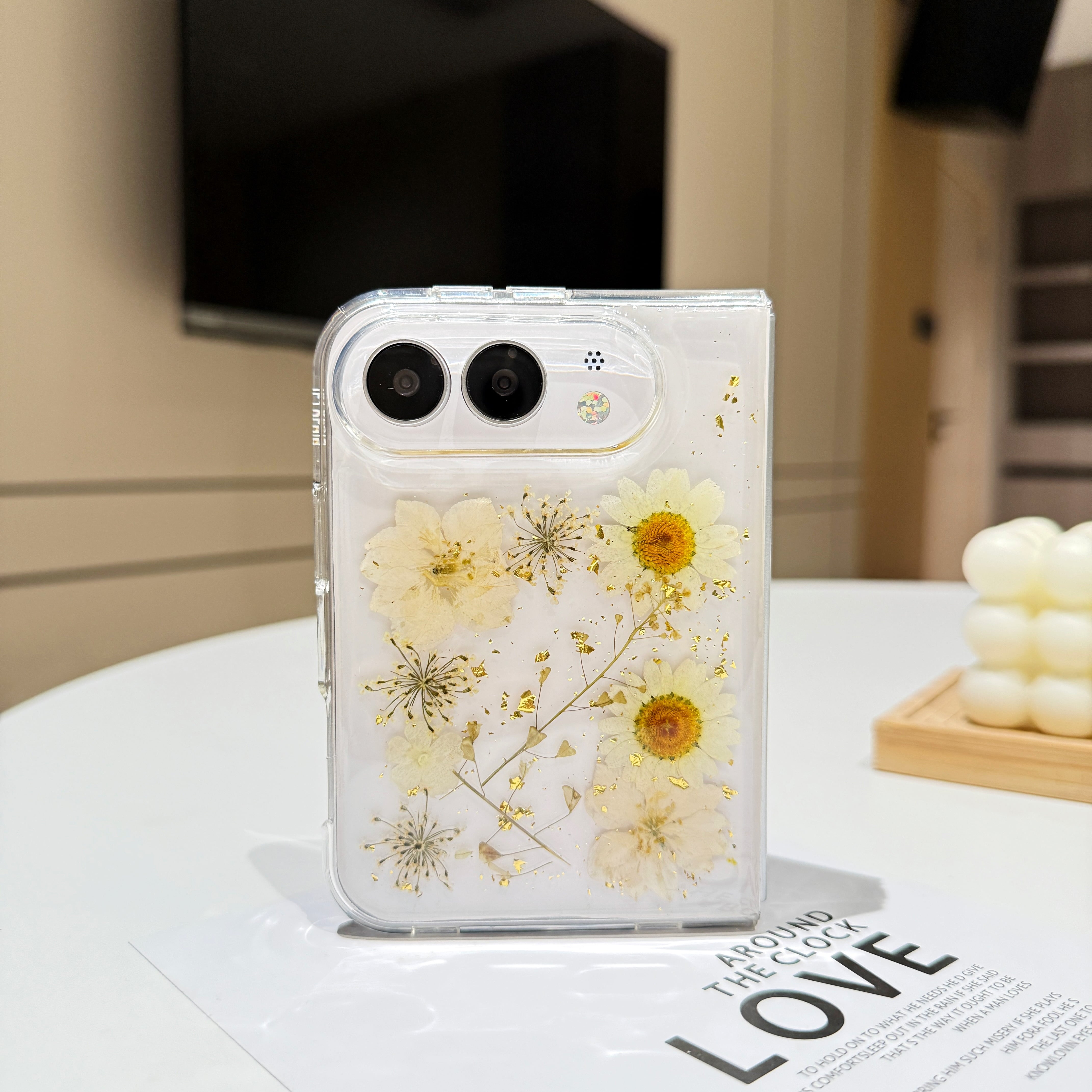 押し花 iPhone Duo ケース クリア おしゃれ スマホカバー 透明 ドライ