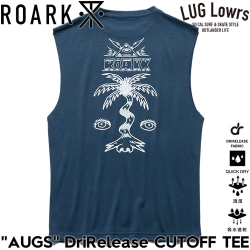 ROARK ロアーク Tシャツ メンズ カットオフTシャツ ノースリーブTシャツ 速乾Tシャツ ドライTシャツ 吸水速乾 軽量 グラフィックTシャツ “AUGS” DriRelease CUTOFF TEE RTJDR1223-LGB 26SU 日本代理店正規品