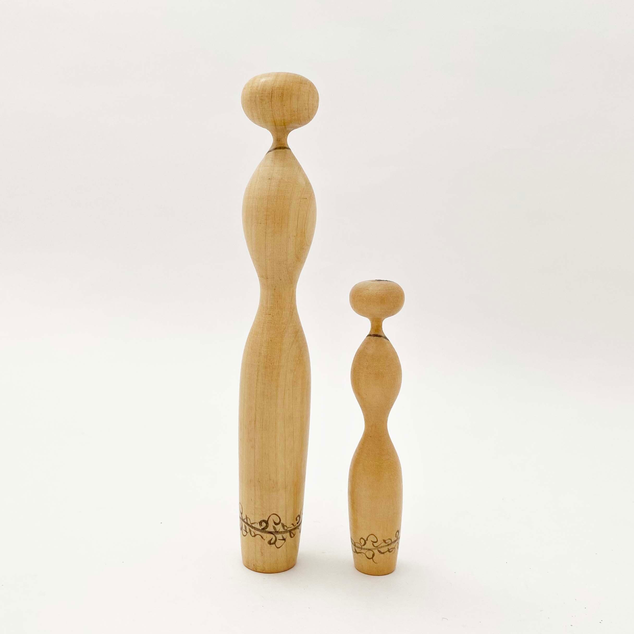 昭和の新型こけし木地玩具（乙女カップルセット）