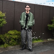 Leh(レー)GANKO別注×damage waffle L/S sweater コーディネート
