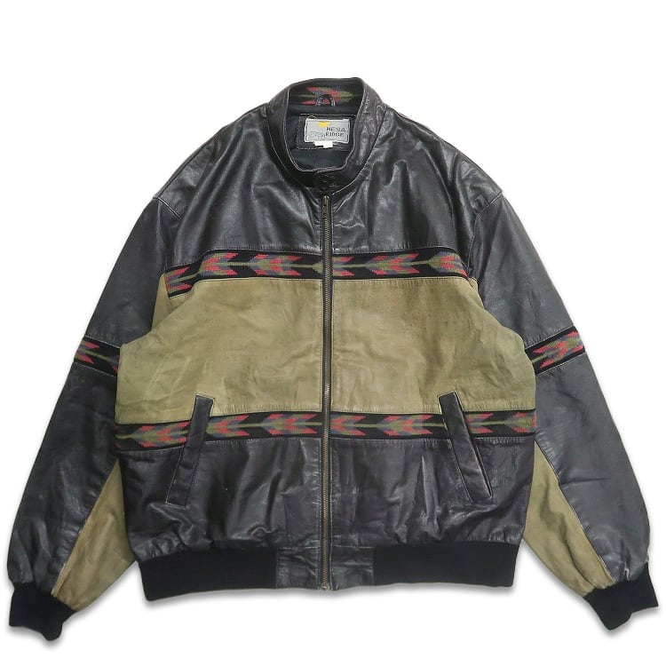 【70s vintage】ジップレザージャケット　ブルゾン　本革　短丈　古着 70s vintage】ジップアップレザージャケット レザーブルゾン 本