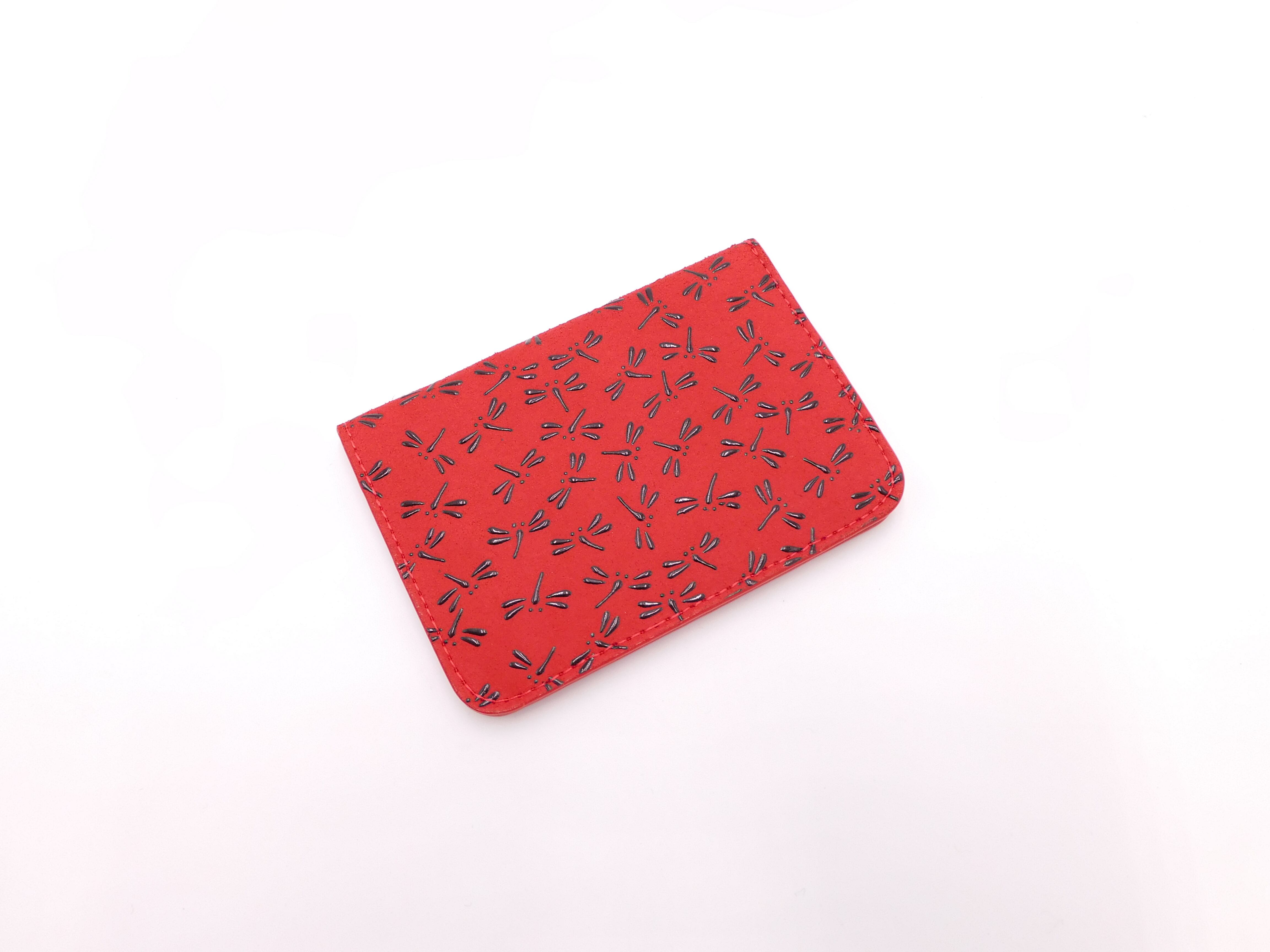 二つ折りパスケース 赤 黒 トンボ柄 浅草前川印伝 直営オンラインショップ