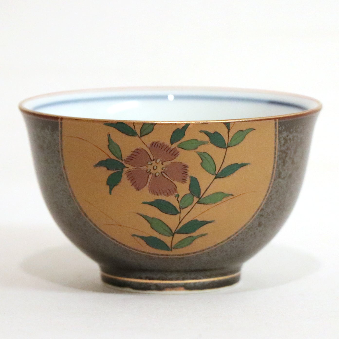 有田焼・瑞窯・仙茶揃・金彩草花紋・湯呑・共箱有・5客・No.200809-66