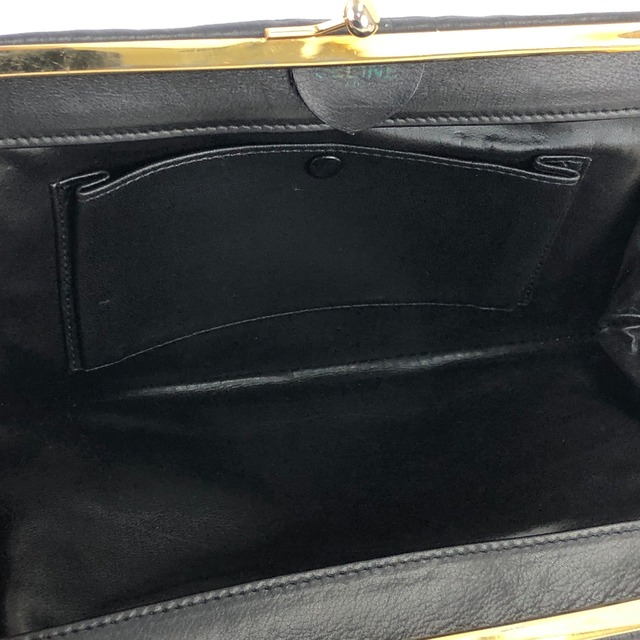 CELINE セリーヌ  トリオンフ レザー がま口 ポシェット ミニバッグ ショルダーバッグ ブラック vintage ヴィンテージ オールド  v4ach7