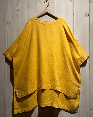 【a.k.a.C.a.k.a vintage】"eskandar" Yellow Color Vintage Loose S/S Linen