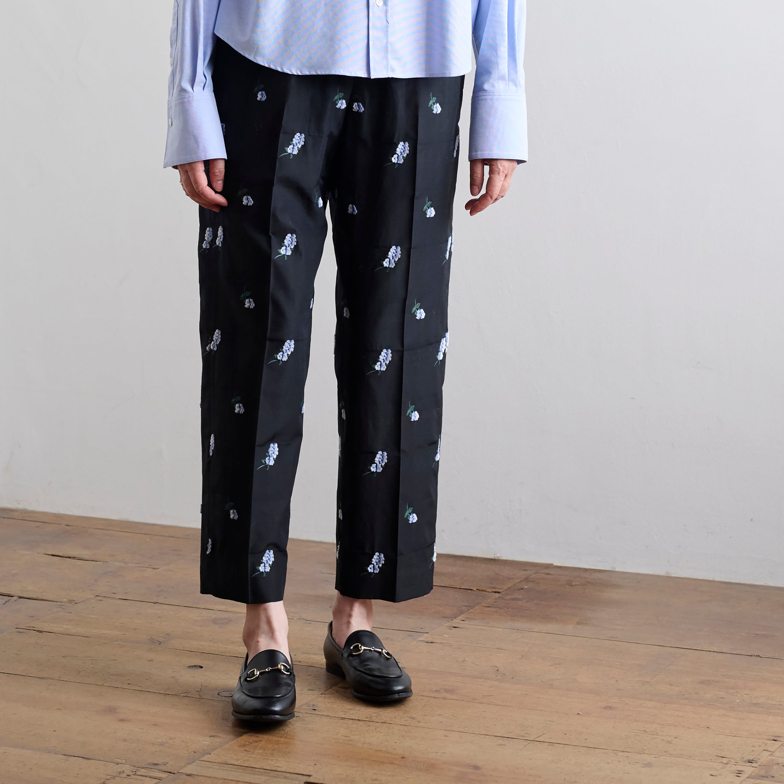 LOEFF ロエフ キャットニップ ジャガード パンツ 8814-299-0204 BLACK SIZE1