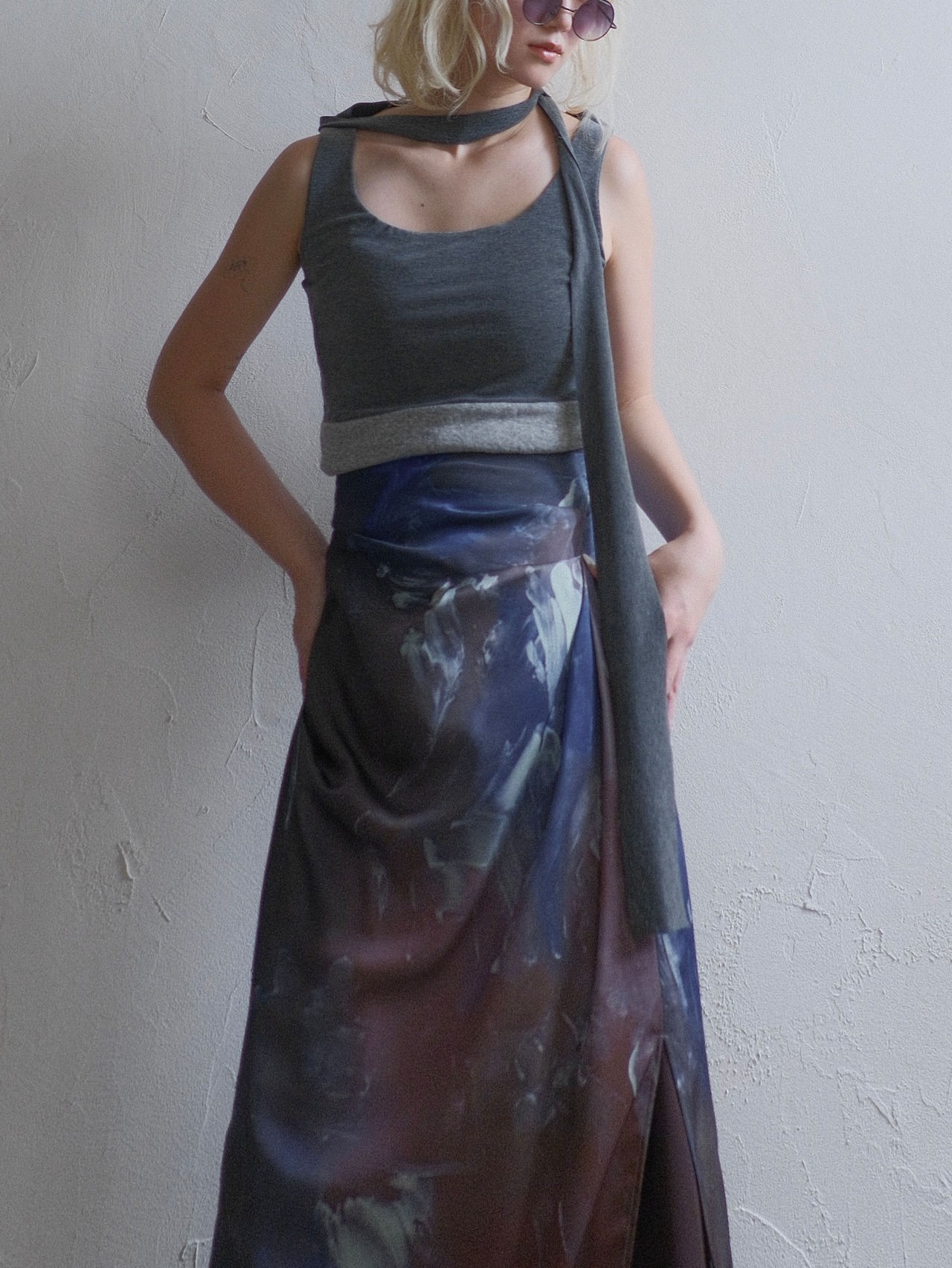 Multi Way Tie Tank Top / CHARCOAL × GRAY - 1