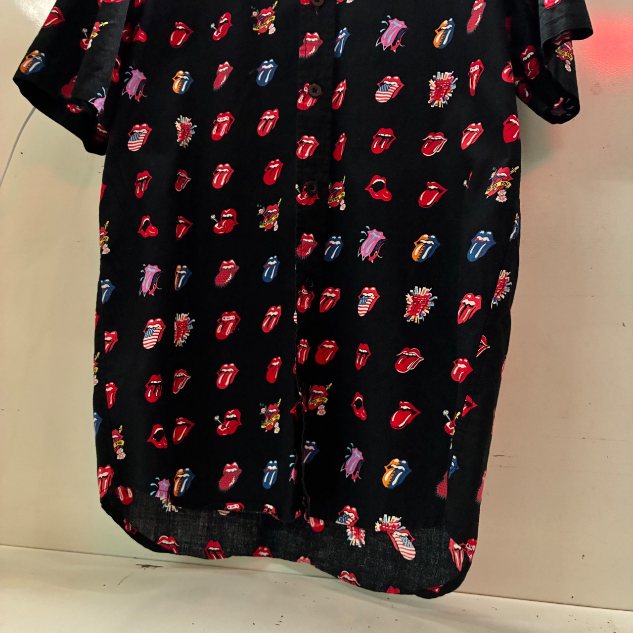 The Rolling Stones リップス&タン　総柄シャツ　半袖　ローリングストーンズ