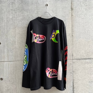 HERON PRESTON  LS TEE OS GLOBAL COLLAGE   BLACK