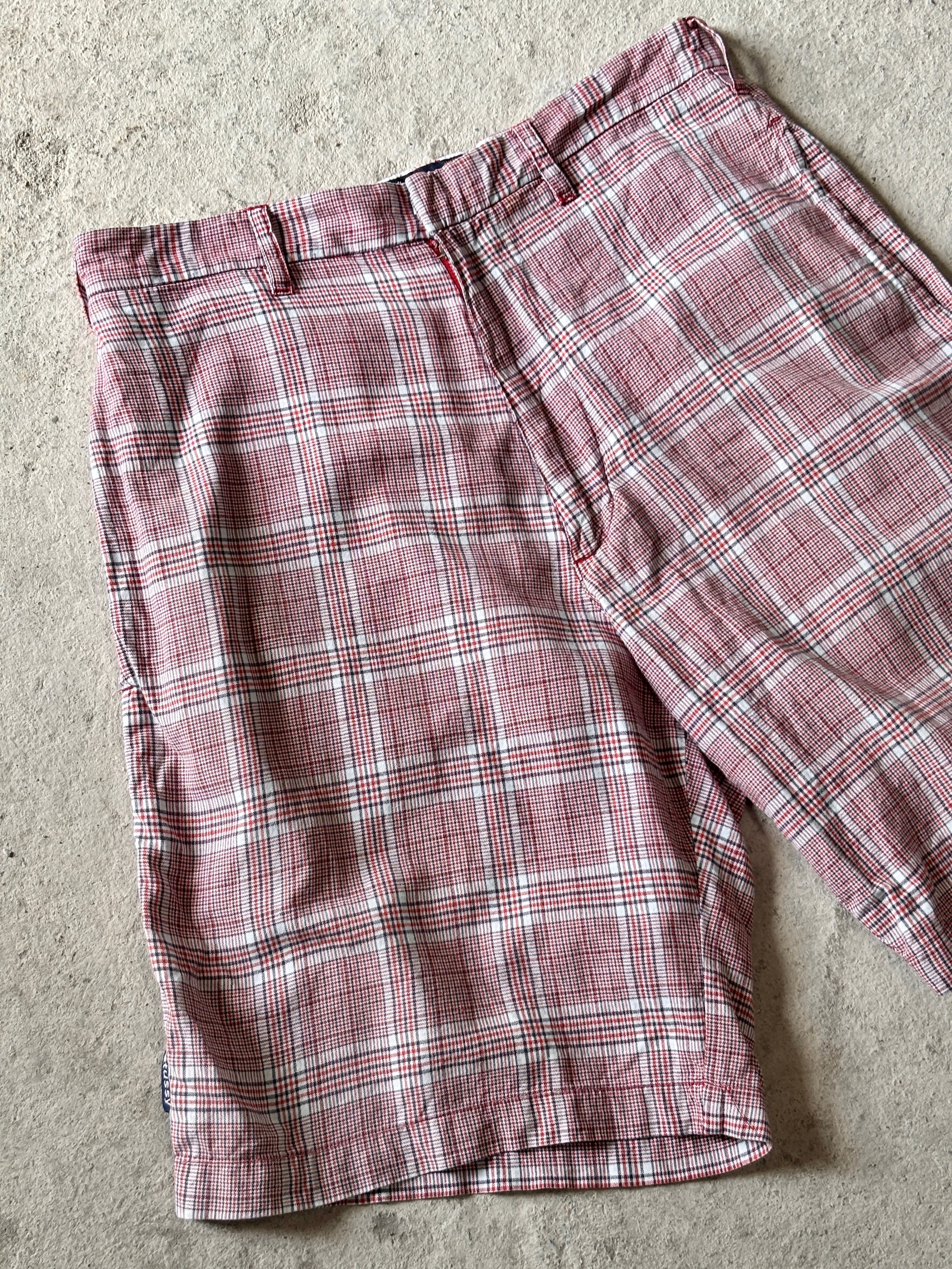 90～00s OLD STUSSY/Check print Shorts/紺タグ/W32/チェック柄ショ
