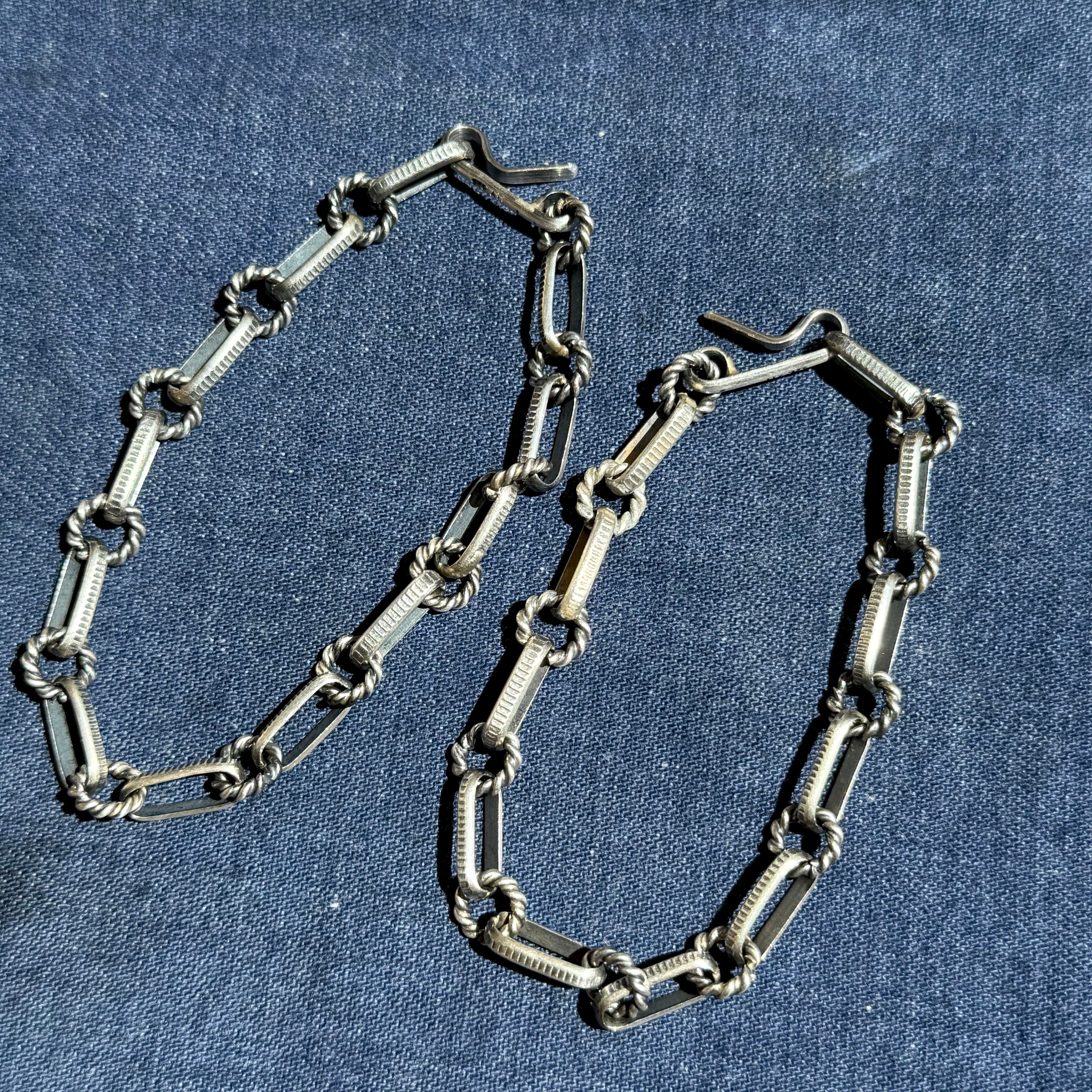 Navajo Chain Bracelet （Half Round Stamped Link） Size L-XL ナバホ