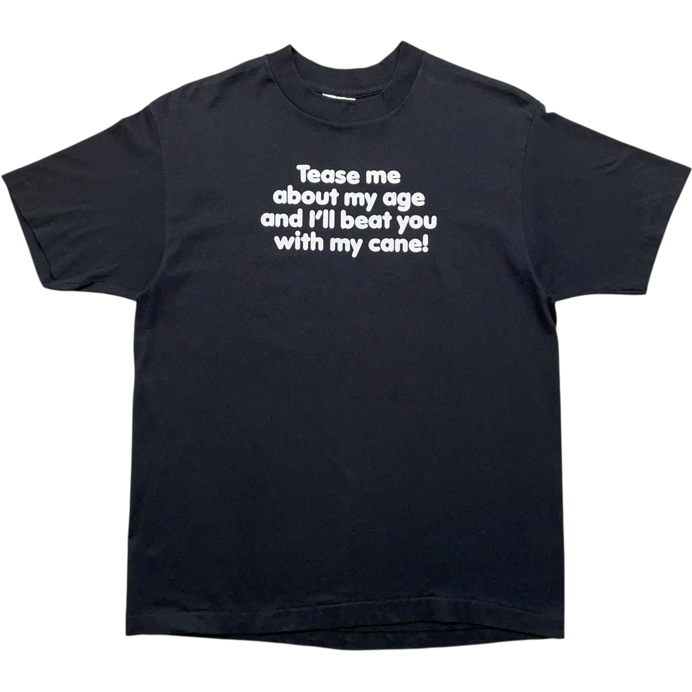 《L》HEF-T Tシャツ フロントプリント シングルステッチ ブラック USA製 80年代 vintage no.8058