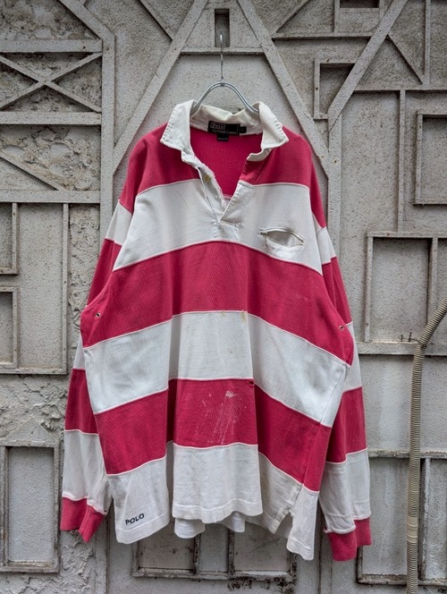 "POLO BY RALPH LAUREN" damage border polo shirt