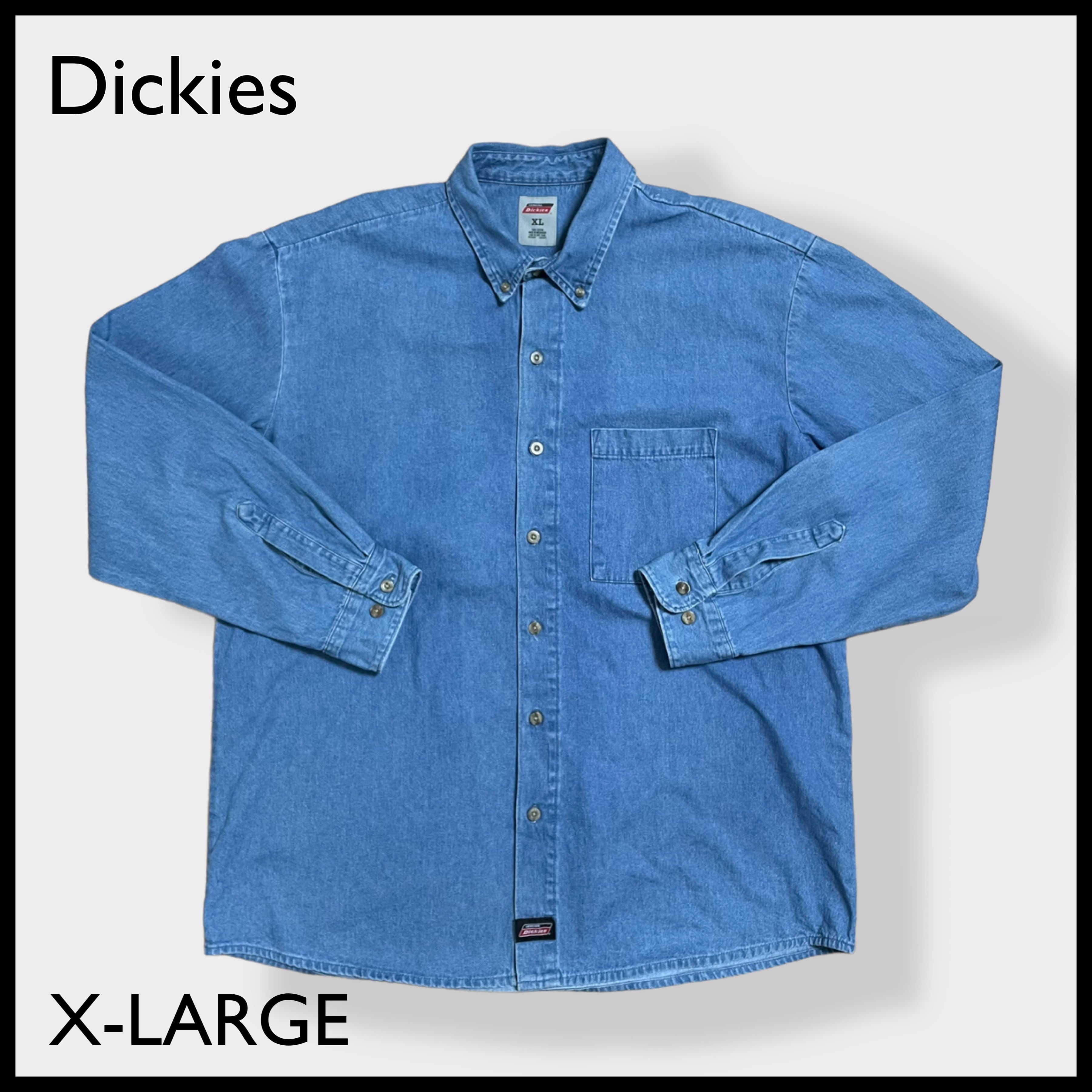 【Dickies】デニムシャツ ボタンダウン カジュアルシャツ XL ビッグ ...