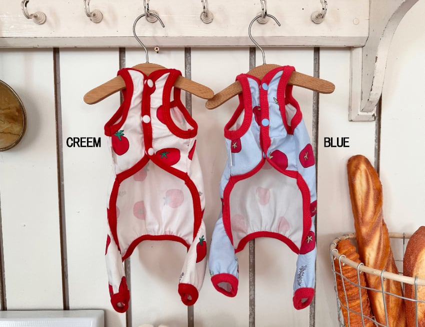 tomato all in one S ~ XL 2color / 犬服 新作 夏 袖なし 可愛い犬の服 ドッグウェア オールインワン  ペット ワンコ服 小型犬 中型犬 猫 ロンパース tsu45