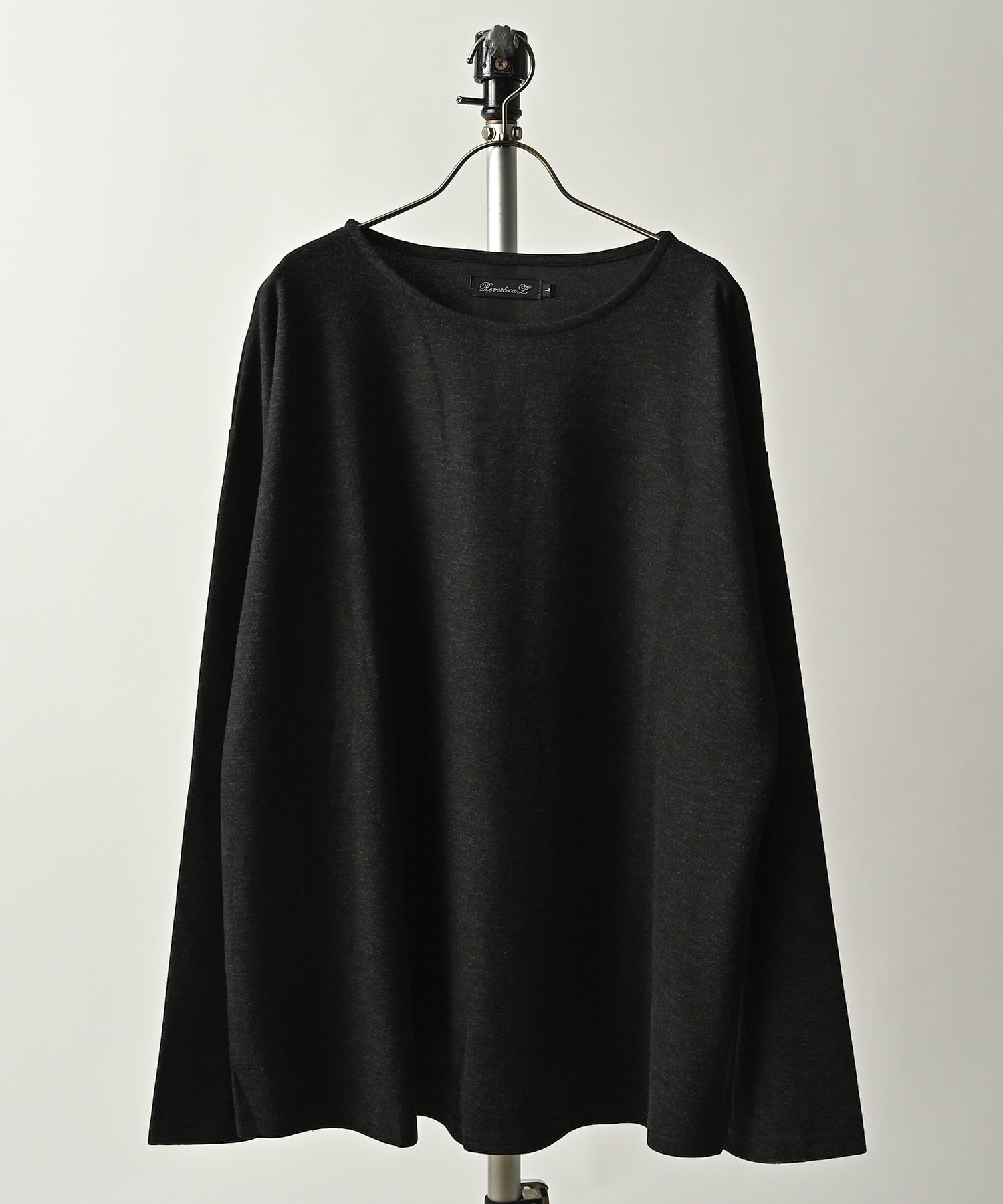Revertical Boat neck long sleeve TEE (BLK) RV9118