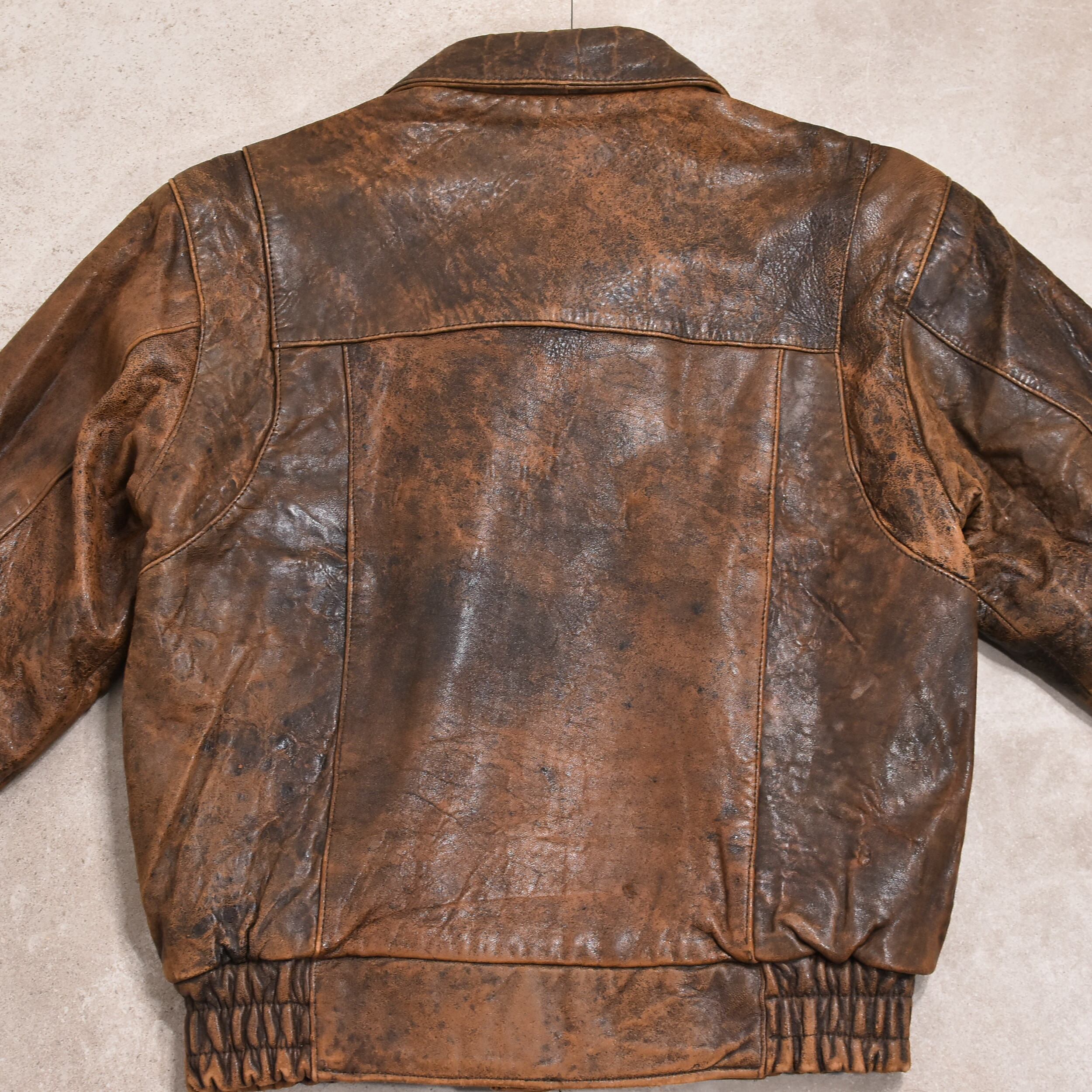 90s aging processing leather jkt | 古着屋 grin days memory 【公式