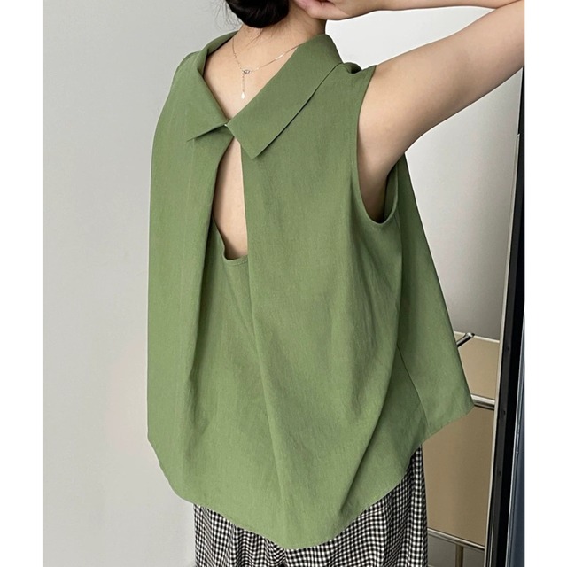 バッククロスカラーブラウス　0077