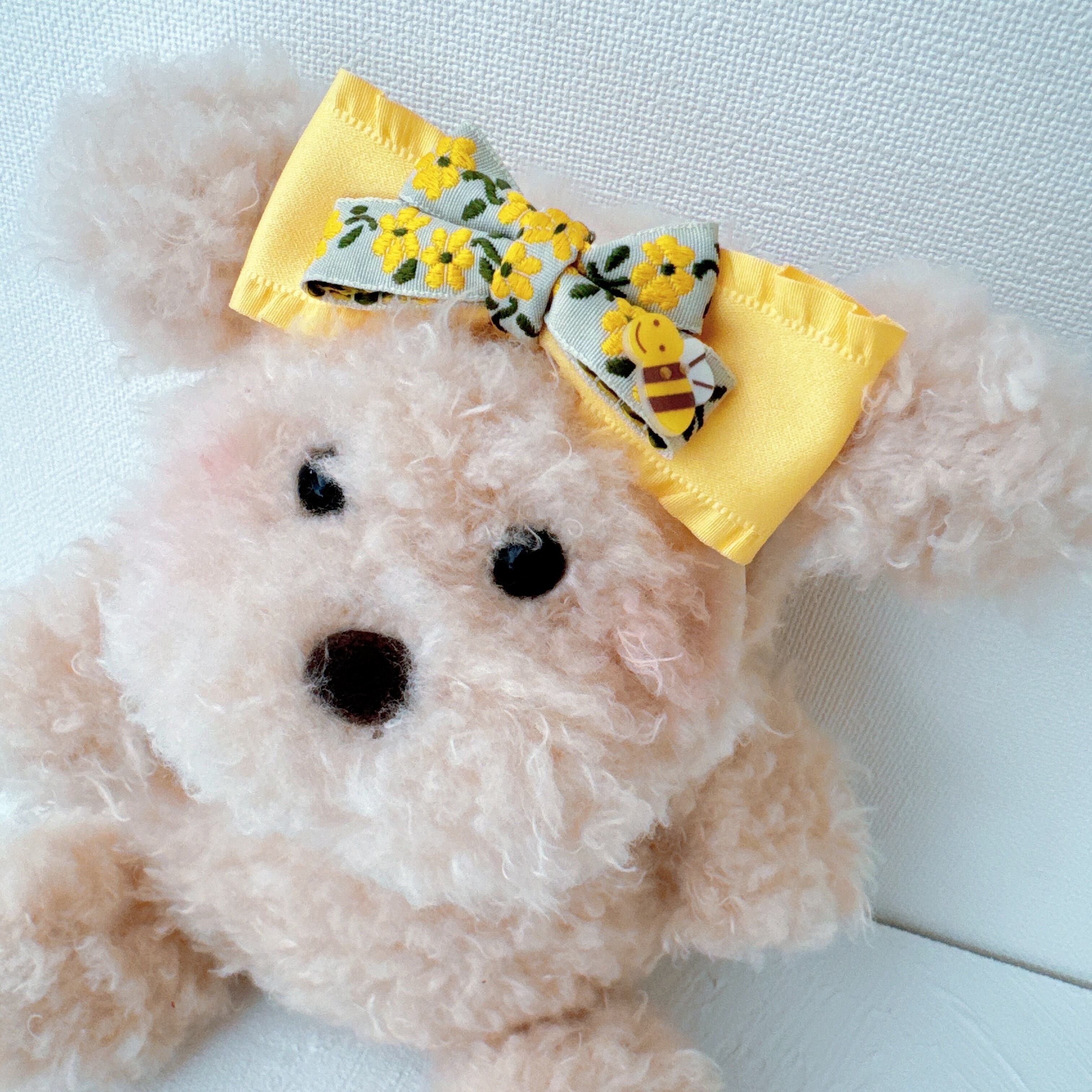 ミモザイエローリボンヘアバンド（後ろ支え付き）