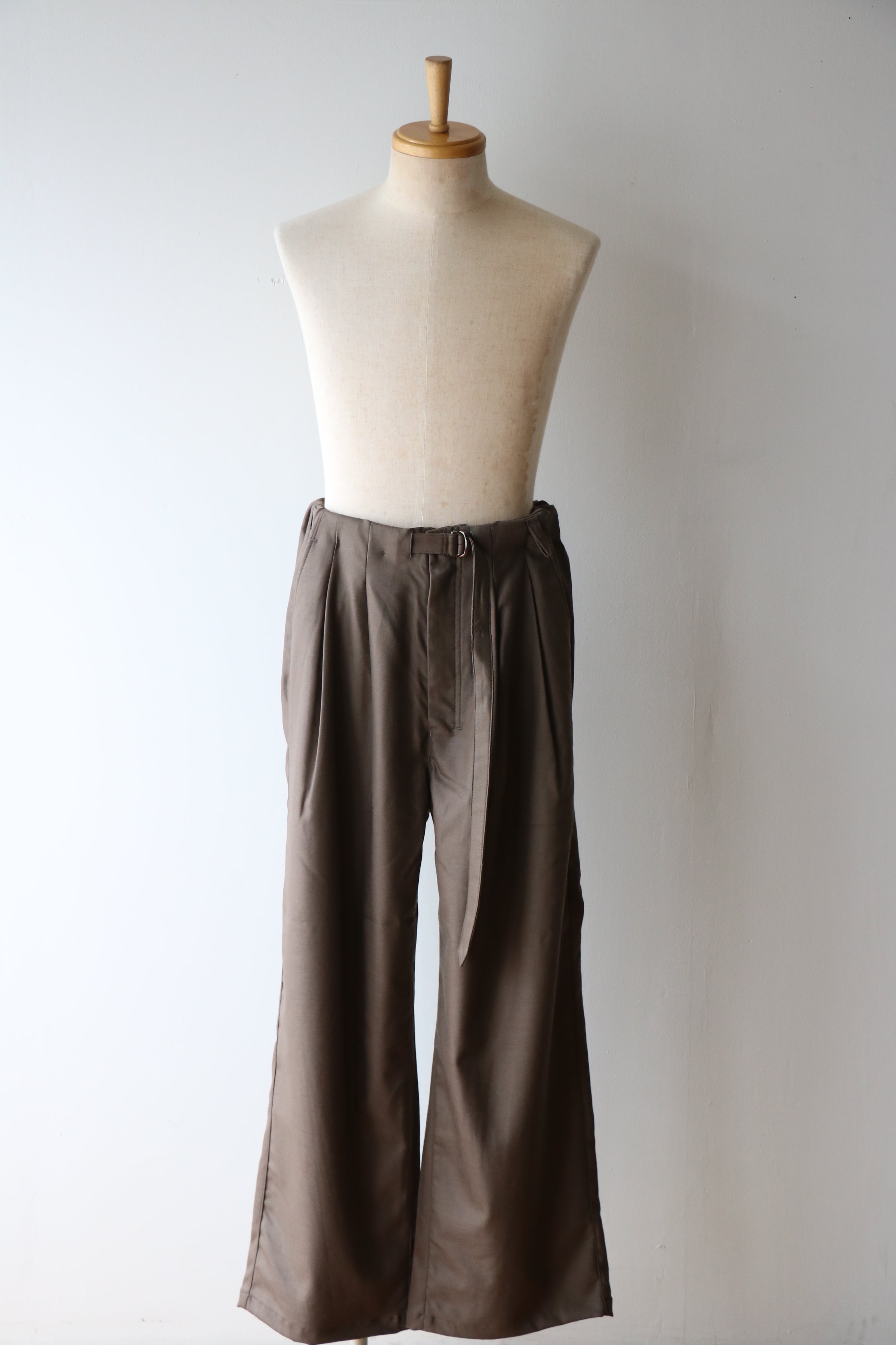 Ancellm -WOOL SATIN BELT-LESS SLACKS- / ANC-PT127 / アンセルム