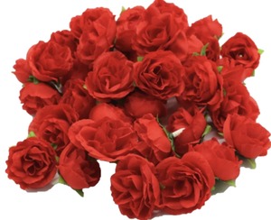 【在庫処分】(Mikishin) バラ 造花 50個 3cm ブーケ ローズ 薔薇 結婚式 装飾 (赤)