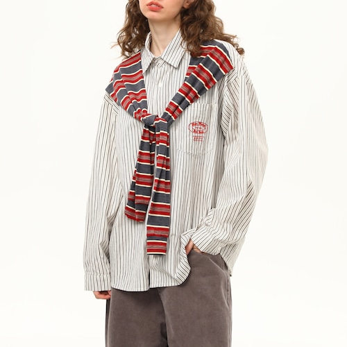 twin design striped shirt　ツインデザインストライプシャツ　J1301