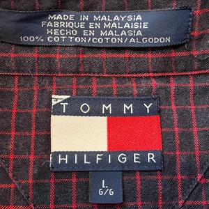 【TommyHilfiger】90s 長袖シャツ ボタンダウン 格子柄 フラッグタグ L トミーヒルフィガー US古着 アメリカ古着