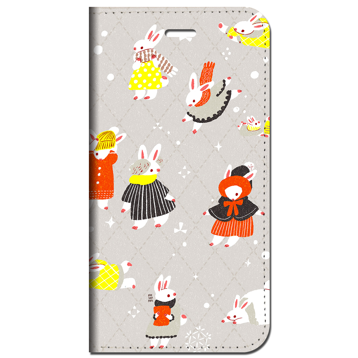 iPhone対応 スマホ 手帳型ケース 冬うさぎ02 イラスト 動物 キュート 【iPhone16 / iPhone16e / iPhoneSE 他 iPhone各機種対応】 st58