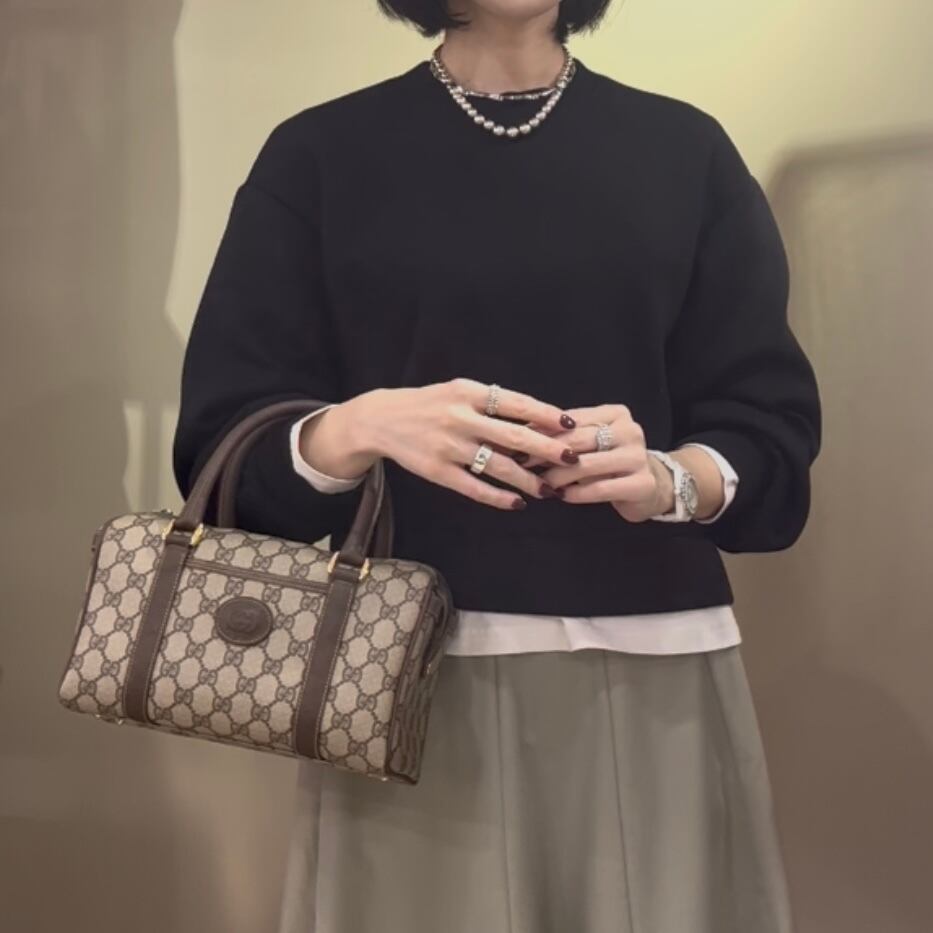 GUCCI】2045 GGスプリーム GG スクエアボストン ハンドバッグ