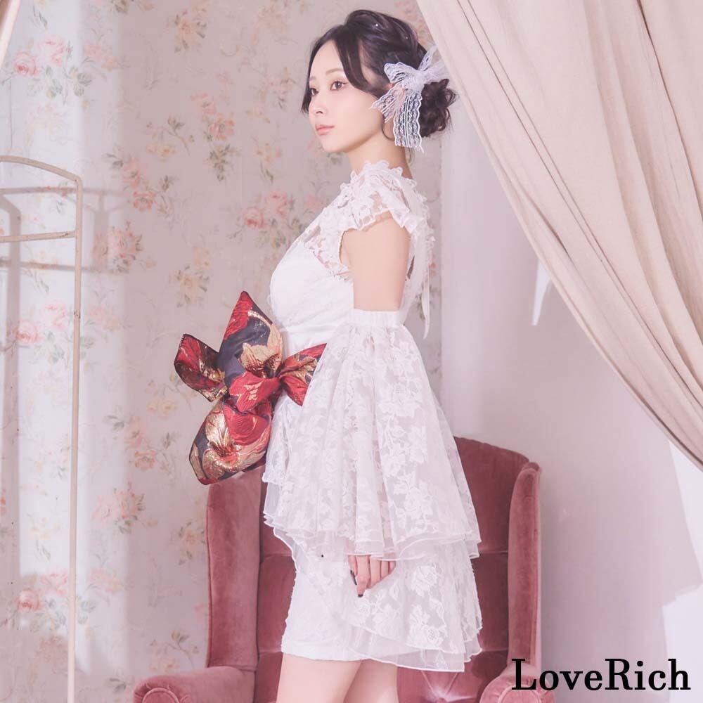 花柄レース フレアスリーブ ミニスカート ロング 豪華 花魁 着物