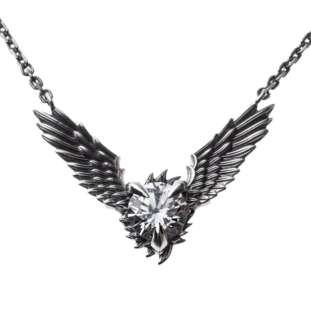 色:シルバーBling Jewelry 繊細な CZ 天使の翼の羽の Ank