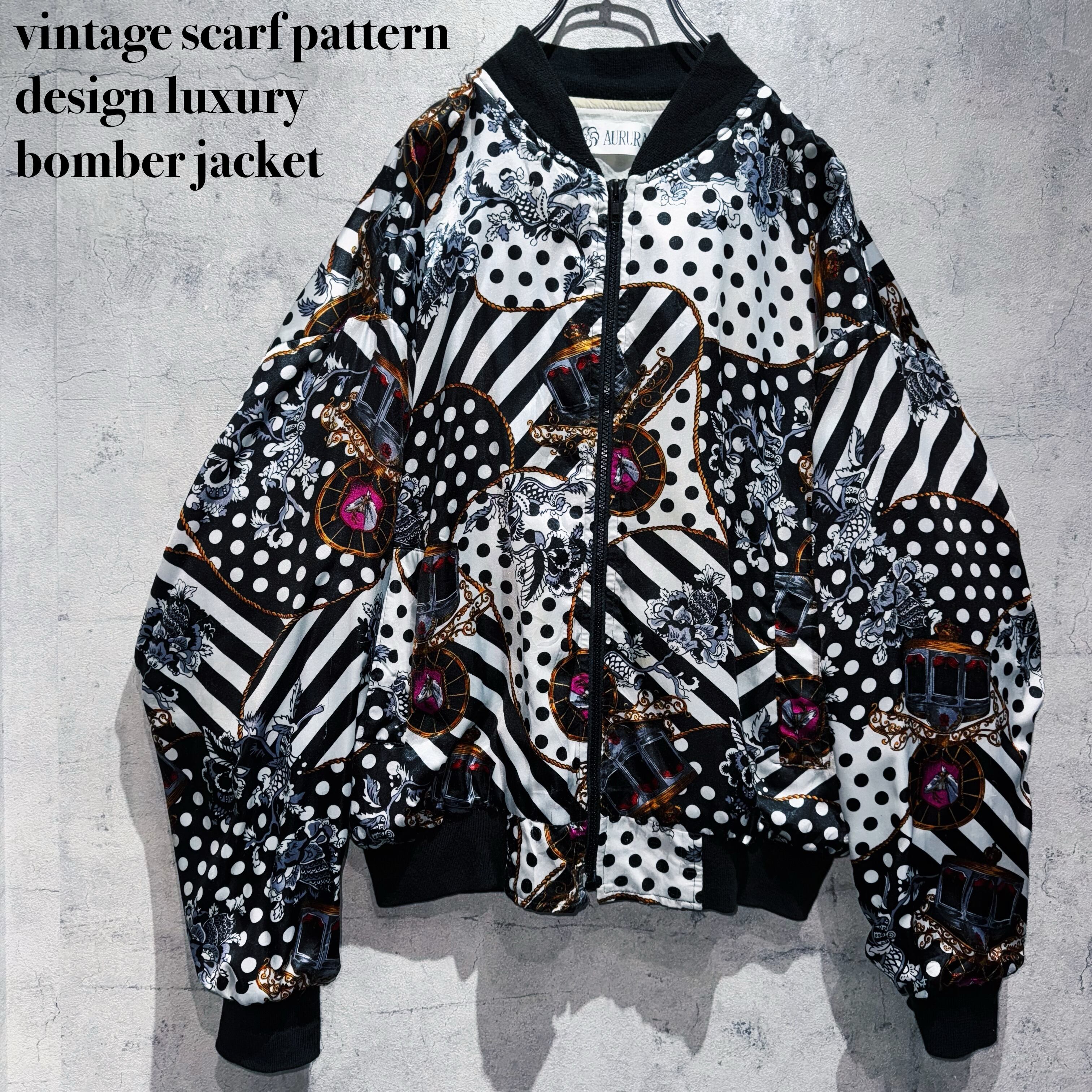 vintage scarf pattern design luxury bomber jacket