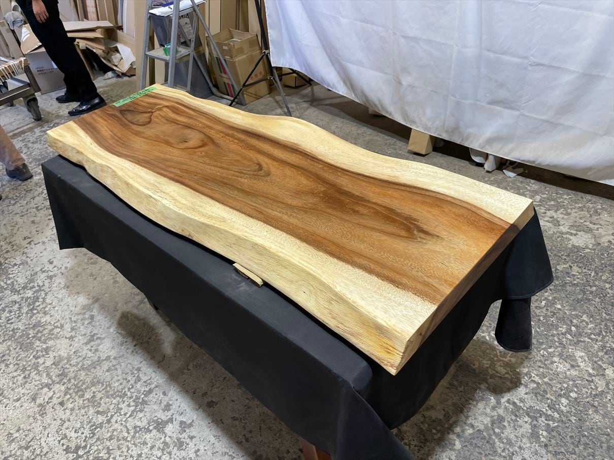 モンキーポッド3846 一枚板無垢 乾燥材 1480x450-440-430x50mm