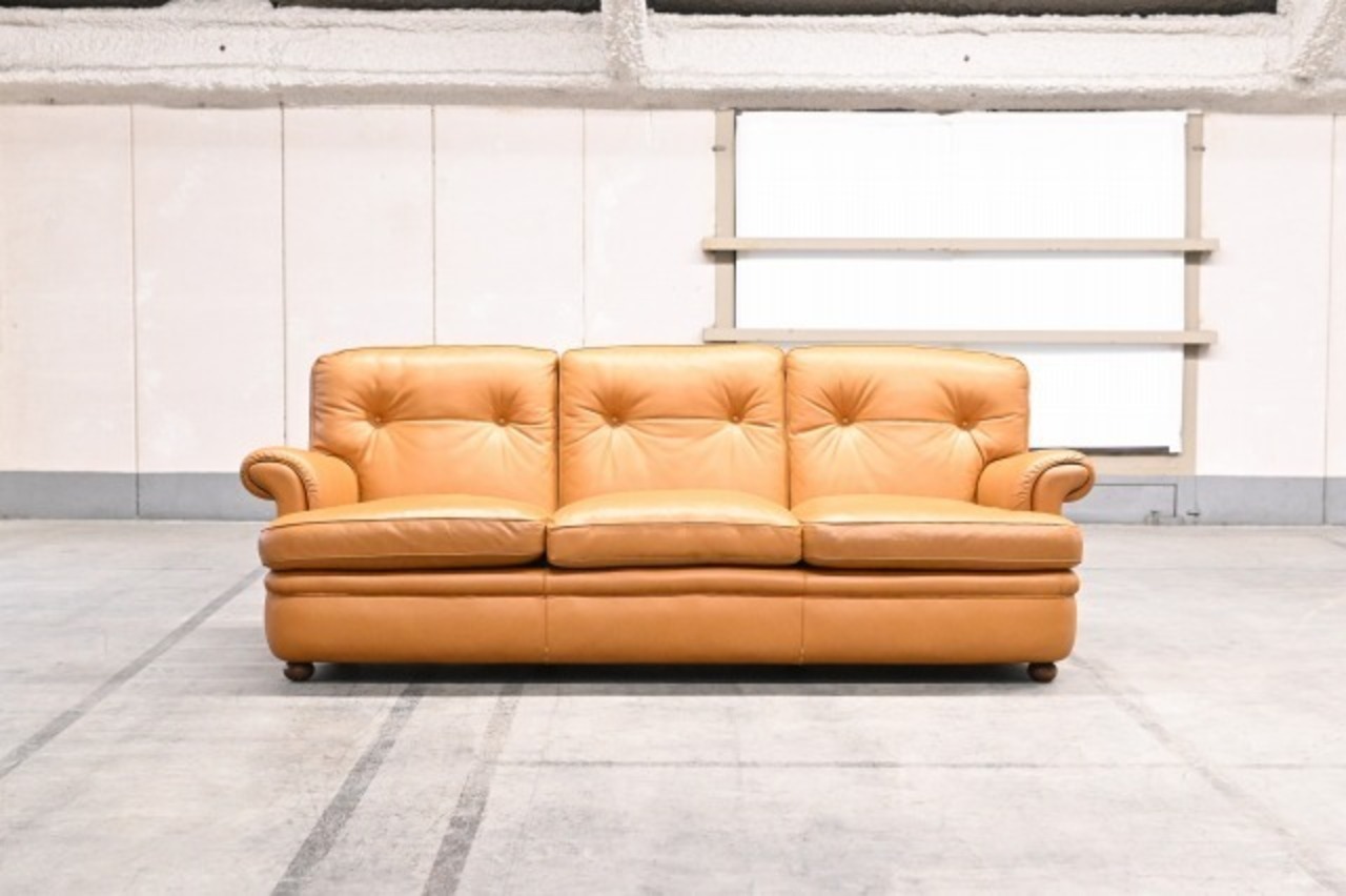 イタリア製 Poltrona Frau 150万 本革 3人掛けソファ トリプルソファ 3P 総革 モダン 高級 レザー ポルトローナフラウ【中古家具/中古インテリア/USED家具ユーズド家具/リサイクル】