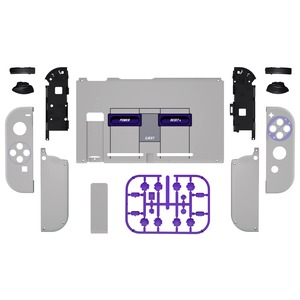 【努力特価】eXtremeRate Switchに対応用カスタムDIY交換ケースシェル、レトロデザインのSwitchコンソールに対応用バックプレート、NSに対応用ジョイコンホルダーハンドルコントローラーハウジング、フルボタンセットが付き【クラシックSNESスタイル】