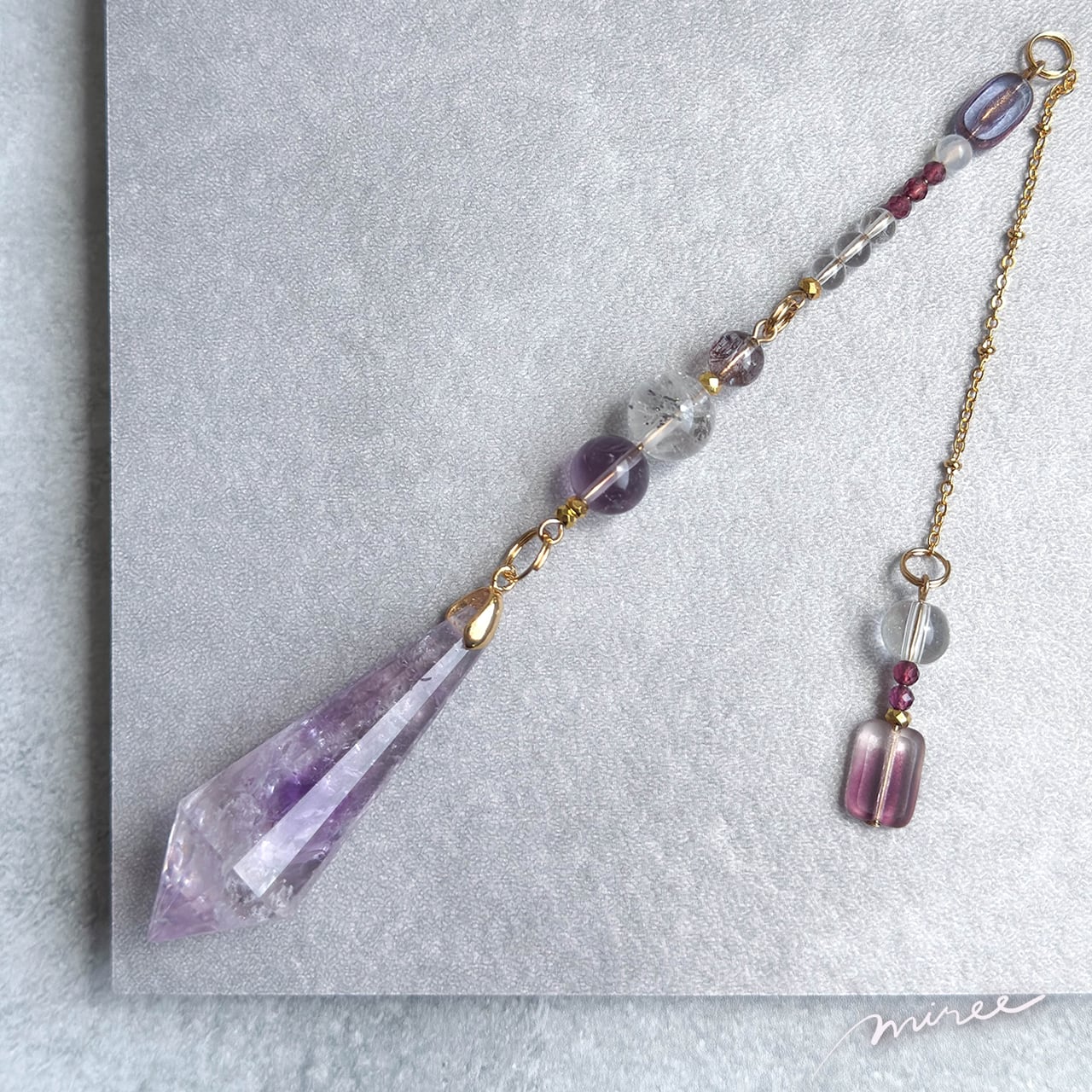 【アメジスト×パイライトインクォーツ】天命を呼び覚ますペンデュラム amethyst pendulum