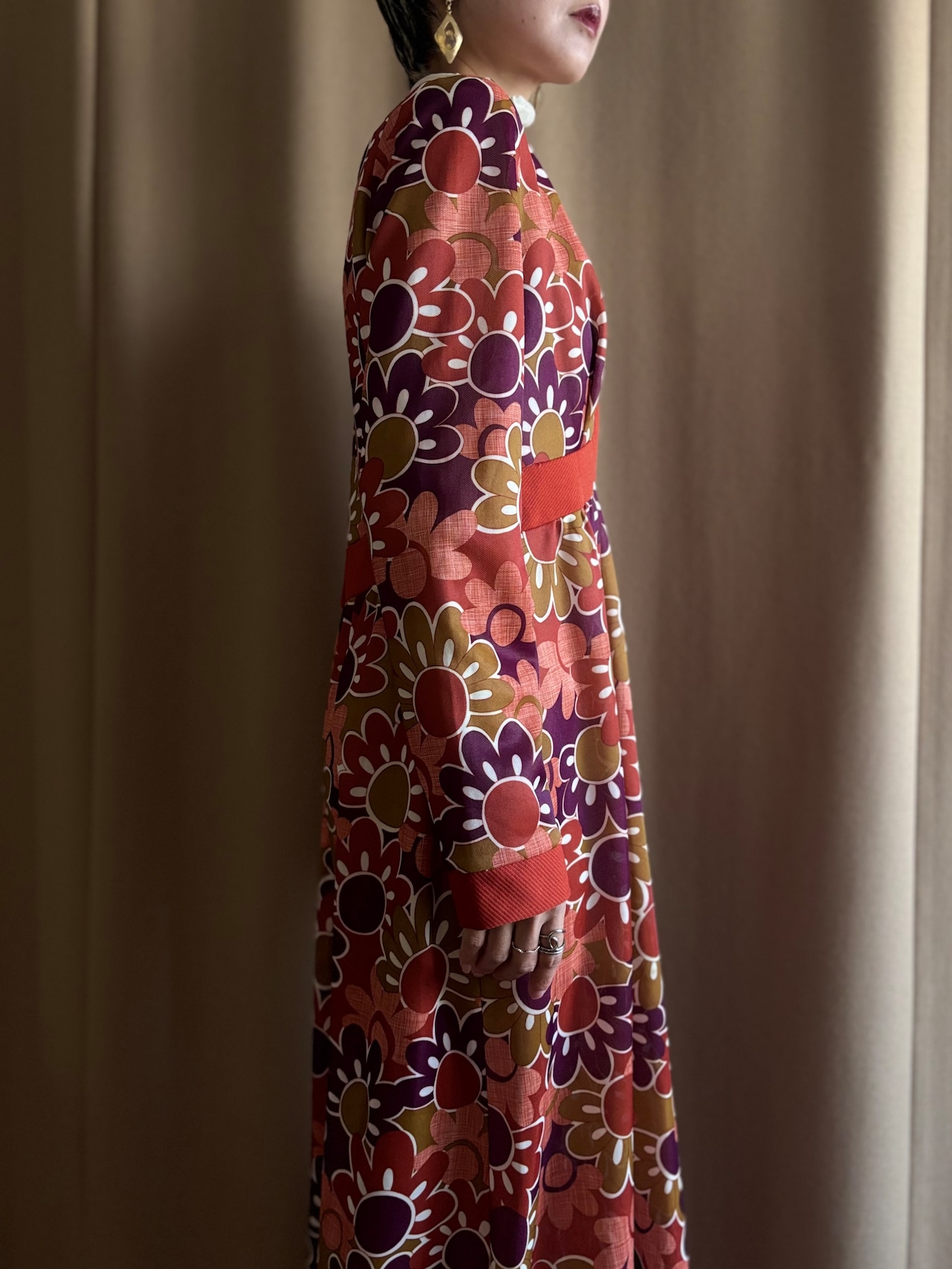 retro floral embroidery import maxi dress-5117-12