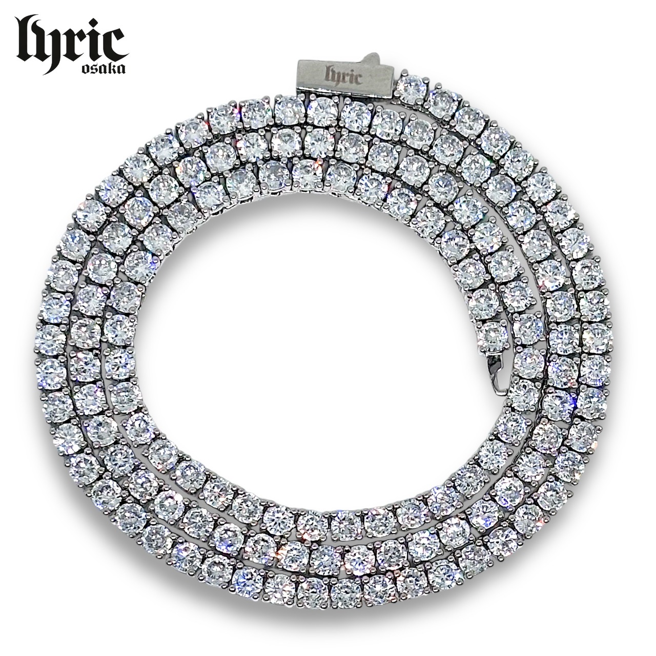 3mm 55cm luxury tennis necklace silver