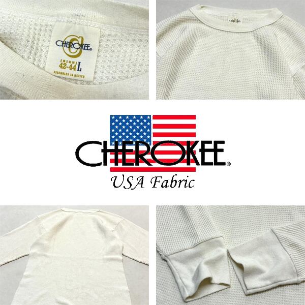 1点物◇USA素材チェロキーCHEROKEEサーマル長袖ロンTシャツ古着Lメンズ 